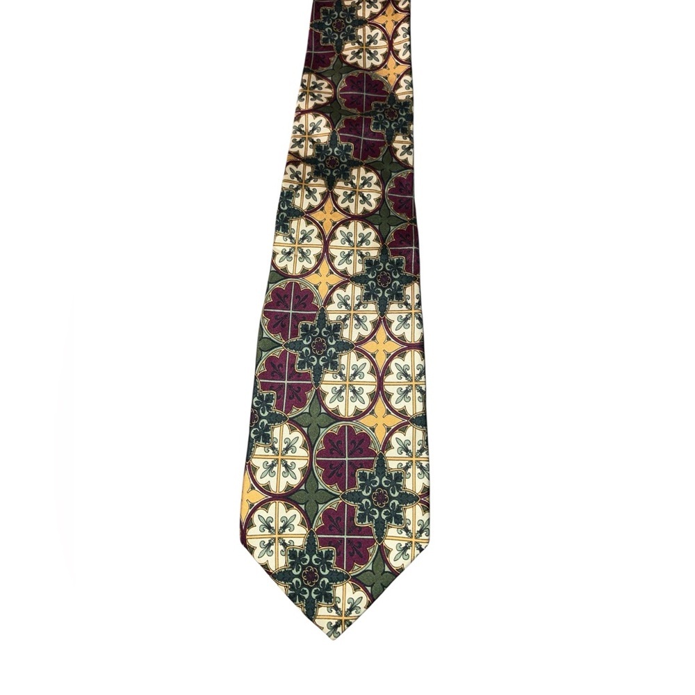 Vintage Structure 100% Silk Fall Colors Mosaic Necktie
